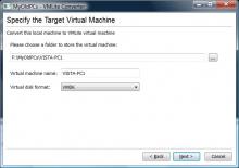 Specify the Target Virtual Machine