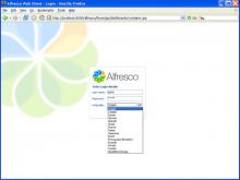 Logging in to Alfresco (over ten languages supported)