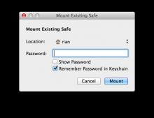 Mount volume dialog, Mac OS X