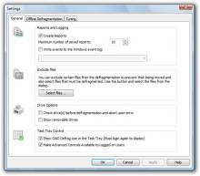 You can apply further defragmentation parameters under Settings.