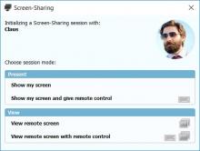 Screen sharing with Remote desktop control options