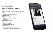 Main screen and Features list of Musicolet, Best android music player app. [Completely (100%) free, no ads.]